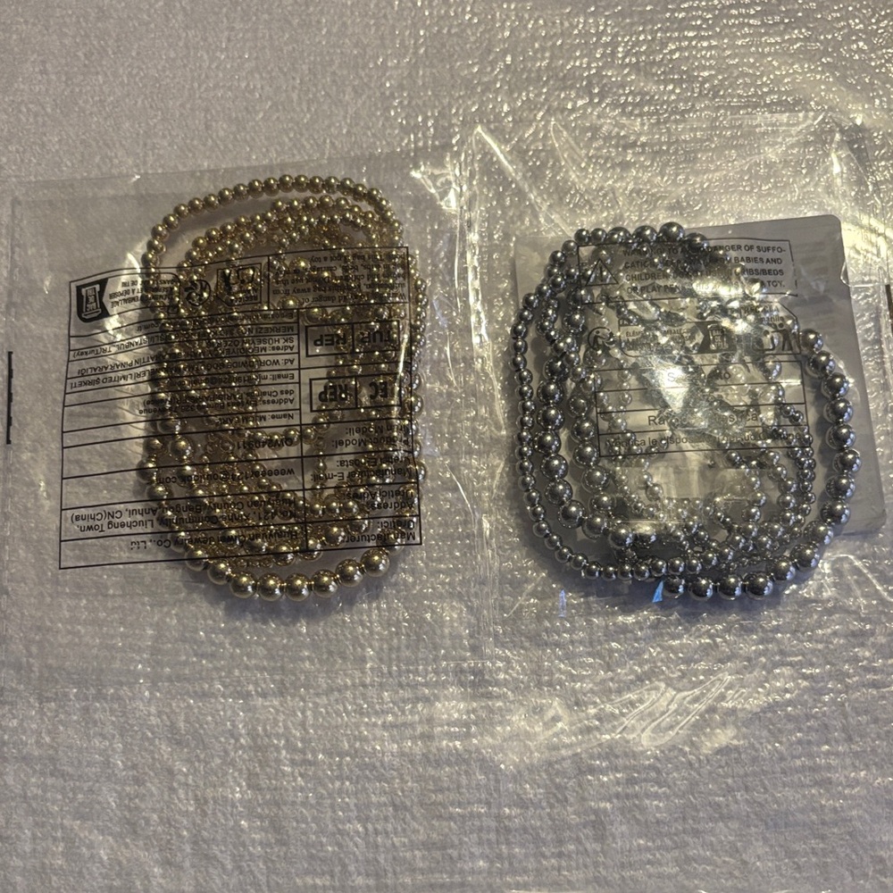 Chic Gold and Silver Beaded Bracelet Set
